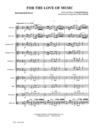 For the Love of Music: Score
