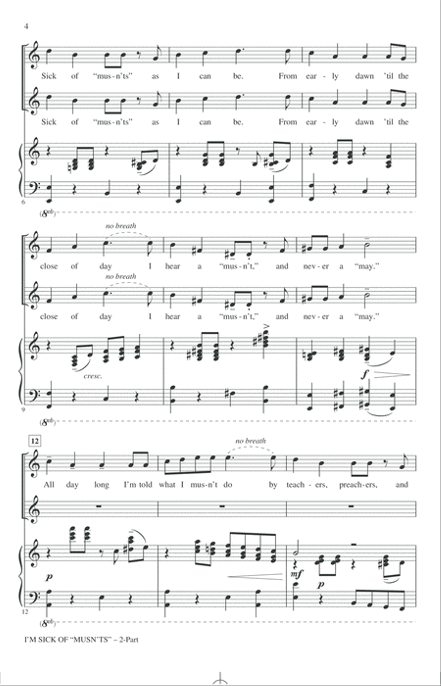 I'm Sick Of Mustn'ts 2-Part scores gallery preview page 2