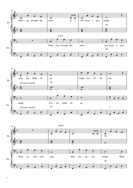 Jingle Bells - for Piano four hands - With Lyric and Chord image number null