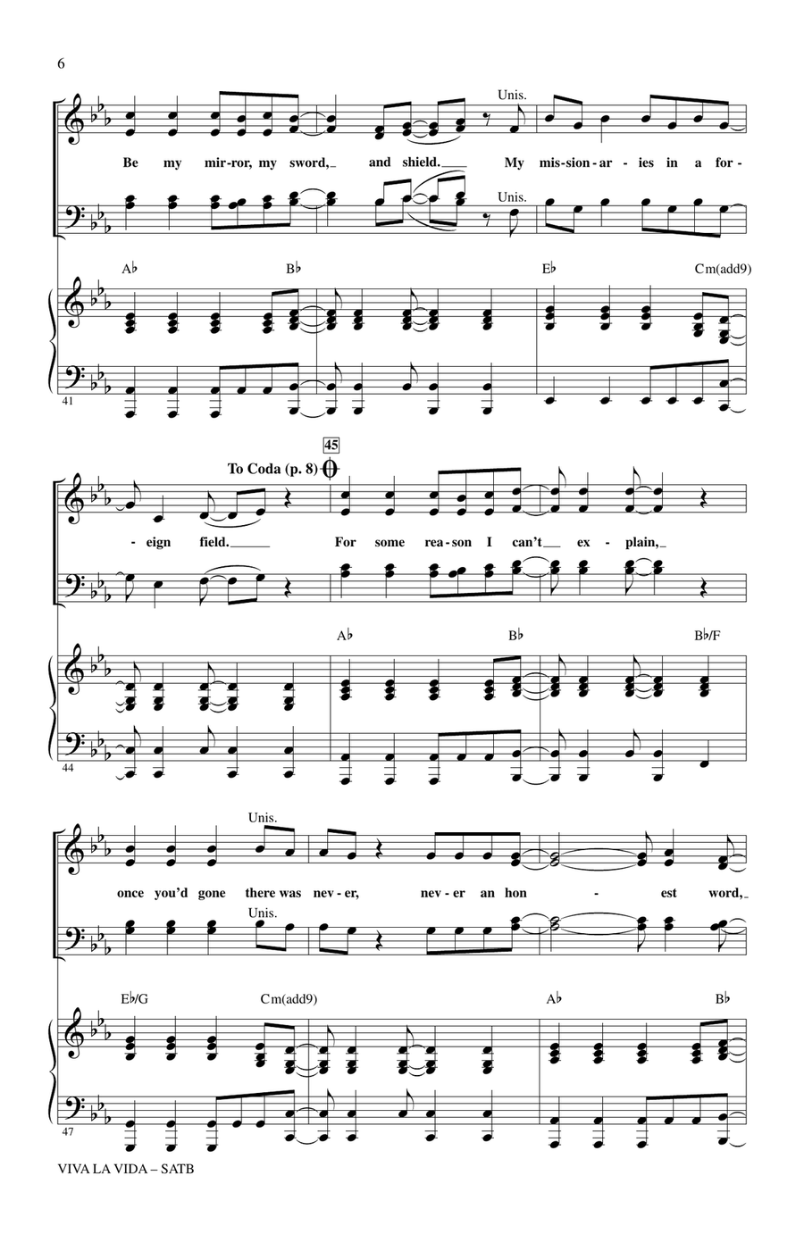 Viva La Vida (arr. Mark Brymer) 4-Part scores gallery preview page 5