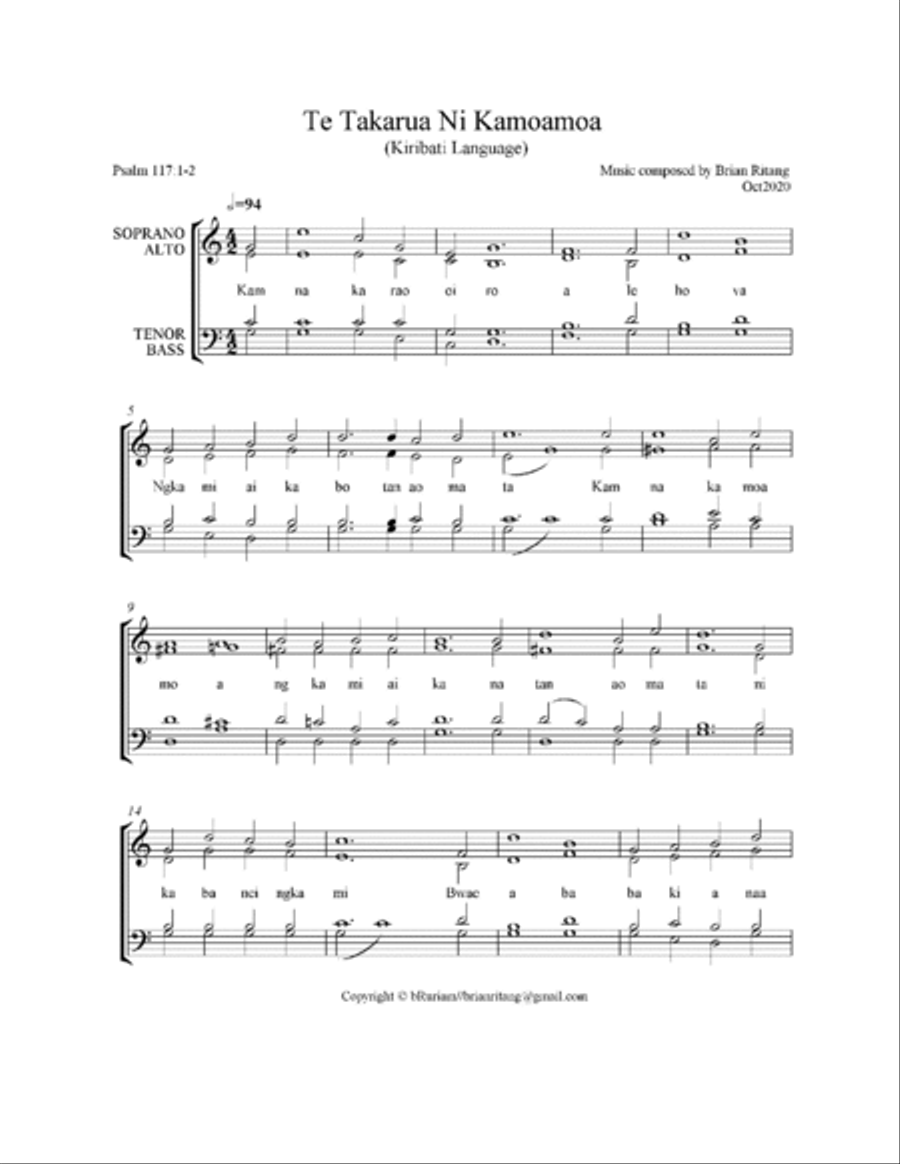 Psalmody 0003br in Kiribati Language Bible Small Ensemble scores gallery preview page 2