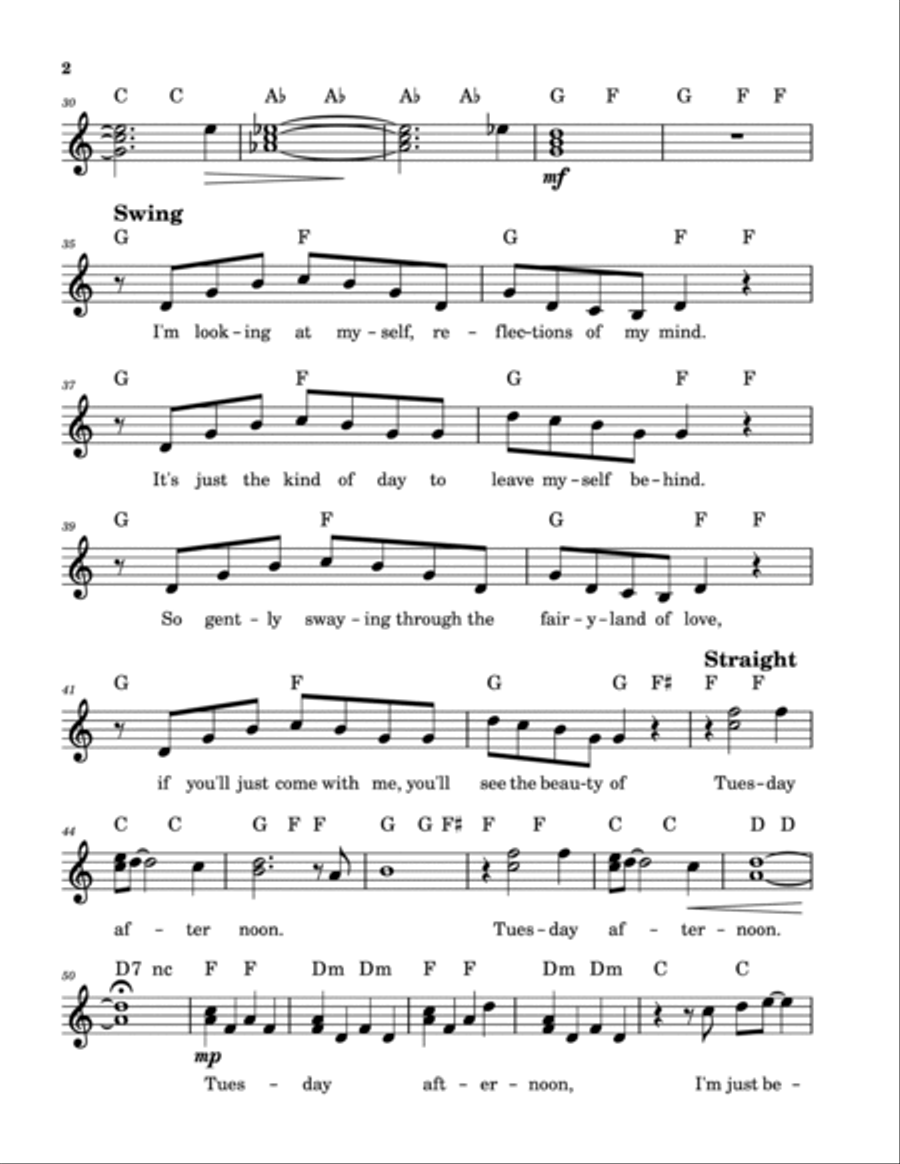 Tuesday Afternoon (Forever Afternoon) Piano scores gallery preview page 2
