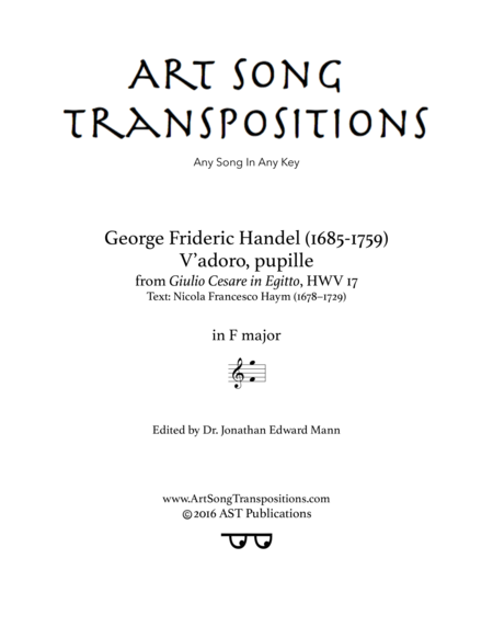 HANDEL: V'adoro, pupille (transposed to F major)