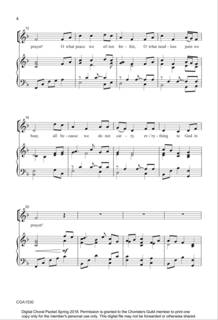 What a Friend We Have in Jesus 4-Part scores gallery preview page 3