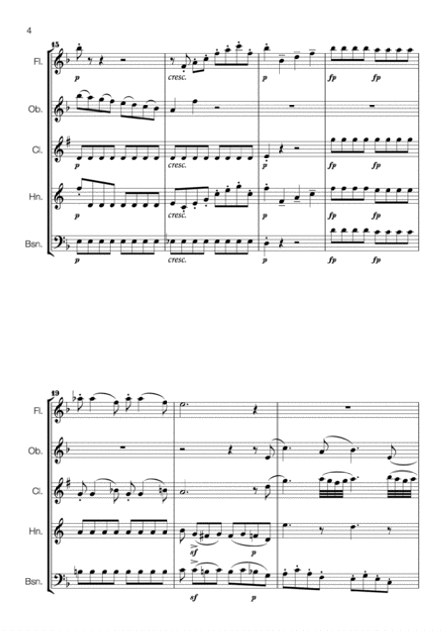 Mozart Operatic Tunes for Wind Quintet Woodwind Quintet scores gallery preview page 4