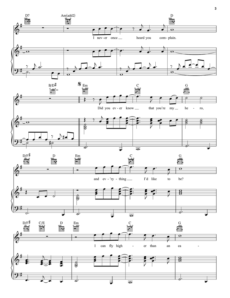 The Wind Beneath My Wings Piano, Vocal, Guitar scores gallery preview page 3