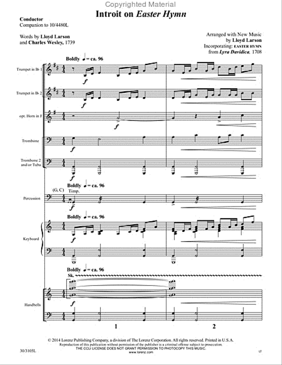 Introit on Easter Hymn - Brass Quintet Score and Parts Choir scores gallery preview page 2