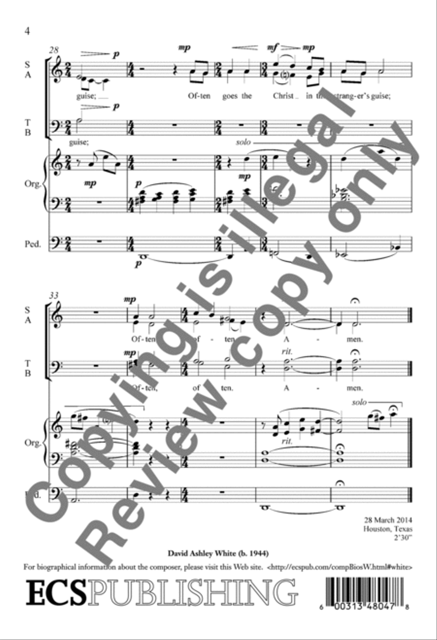 Christ in the Stranger's Guise 4-Part scores gallery preview page 9