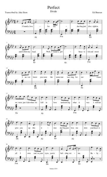 Perfect - Ed Sheeran (Piano Transcription)