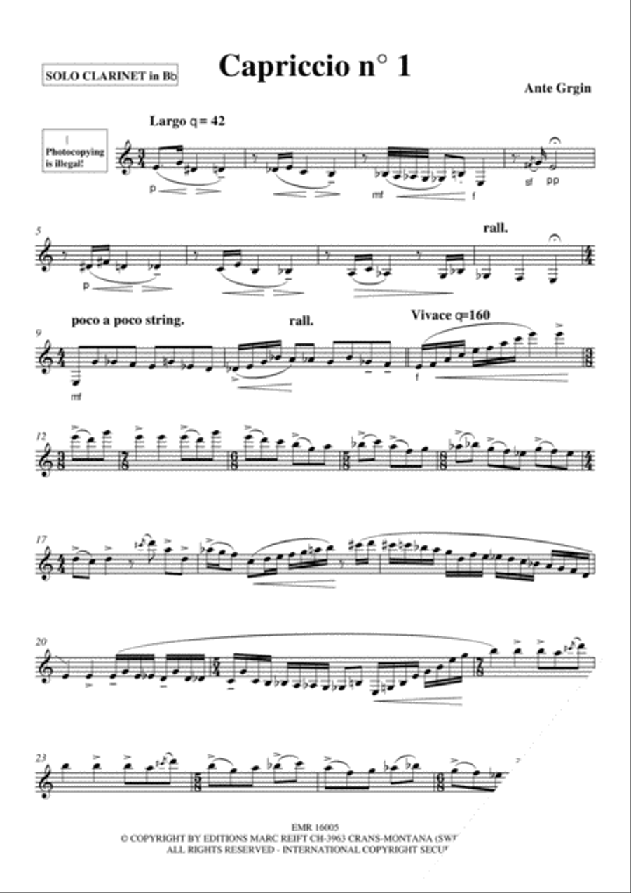 Capriccio No. 1, 2 & 3 Bass Clarinet scores gallery preview page 4