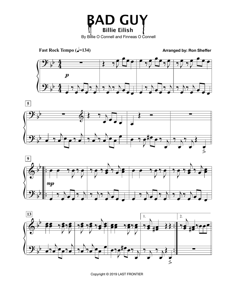 Bad Guy Bad Guy Piano Solo scores gallery preview page 1