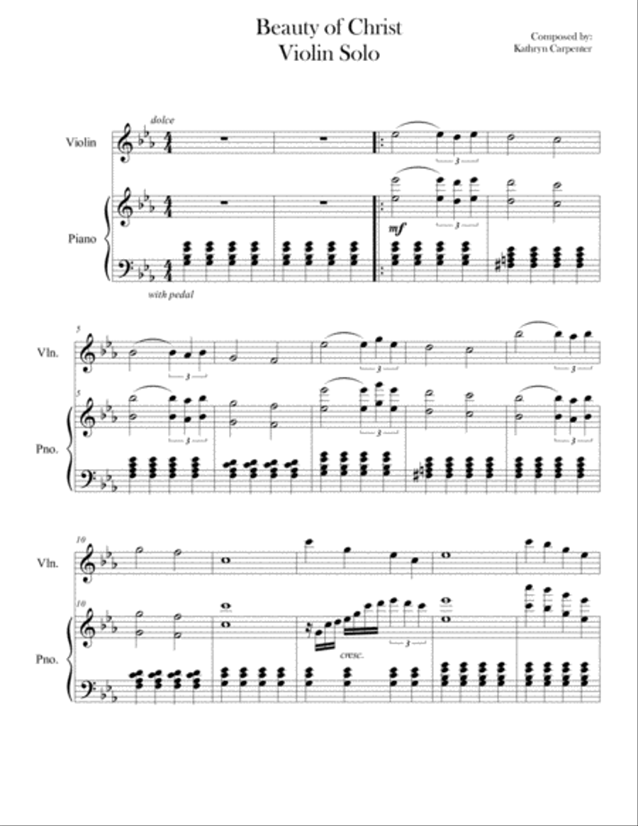 Beauty of Christ (Violin Solo) Violin Solo scores gallery preview page 1