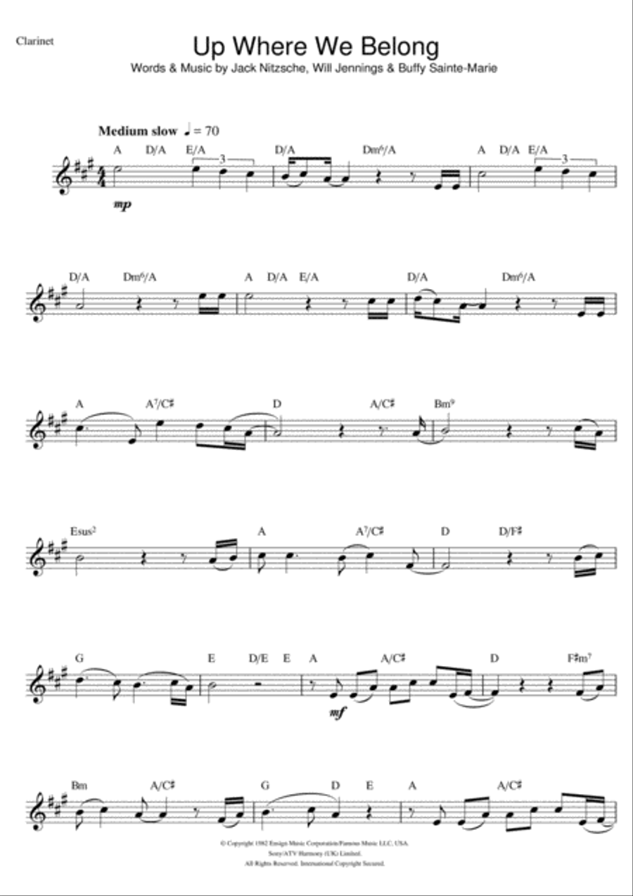 Up Where We Belong (from An Officer And A Gentleman) Clarinet Solo scores gallery preview page 1