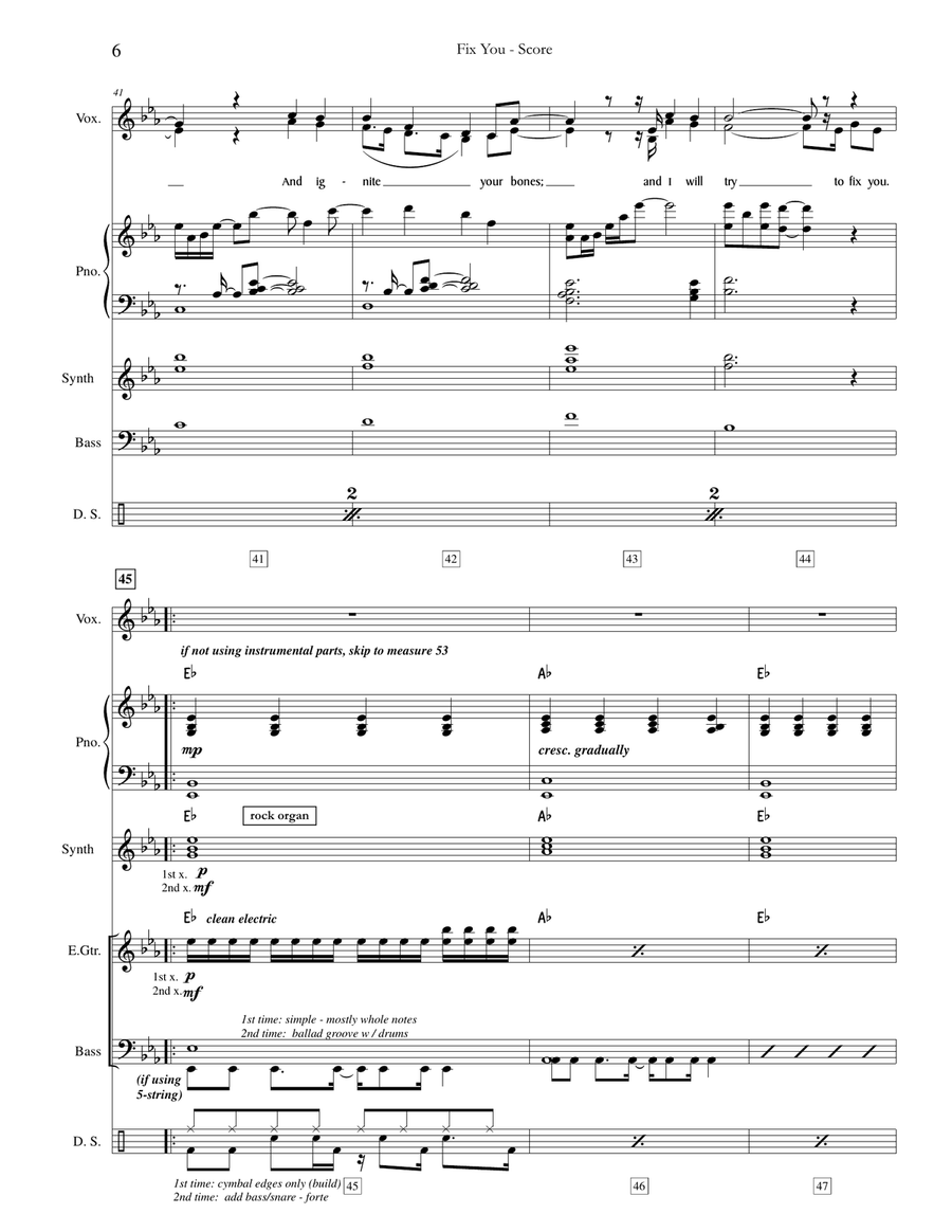 Fix You 4-Part scores gallery preview page 6