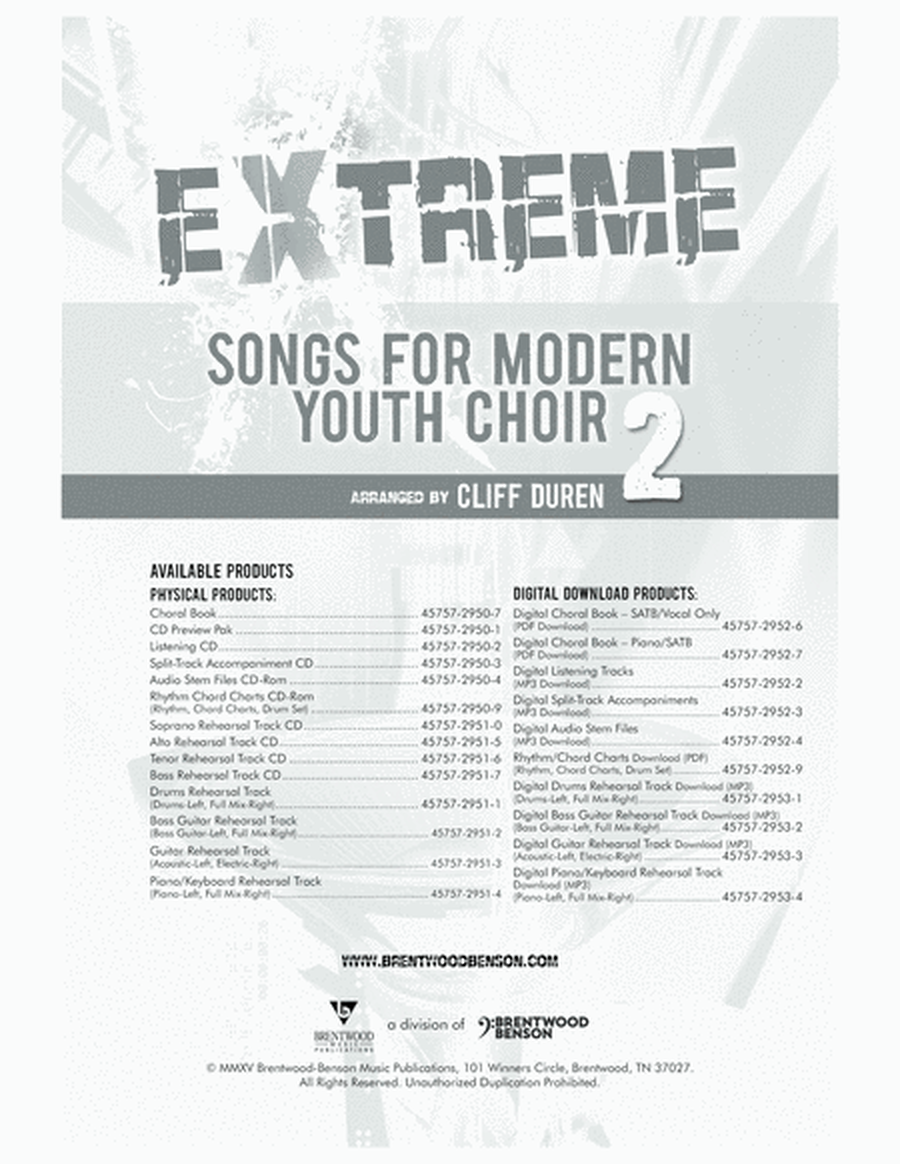 Extreme! Songs for Modern Youth Choir, Volume 2 (CD Preview Pak) image number null
