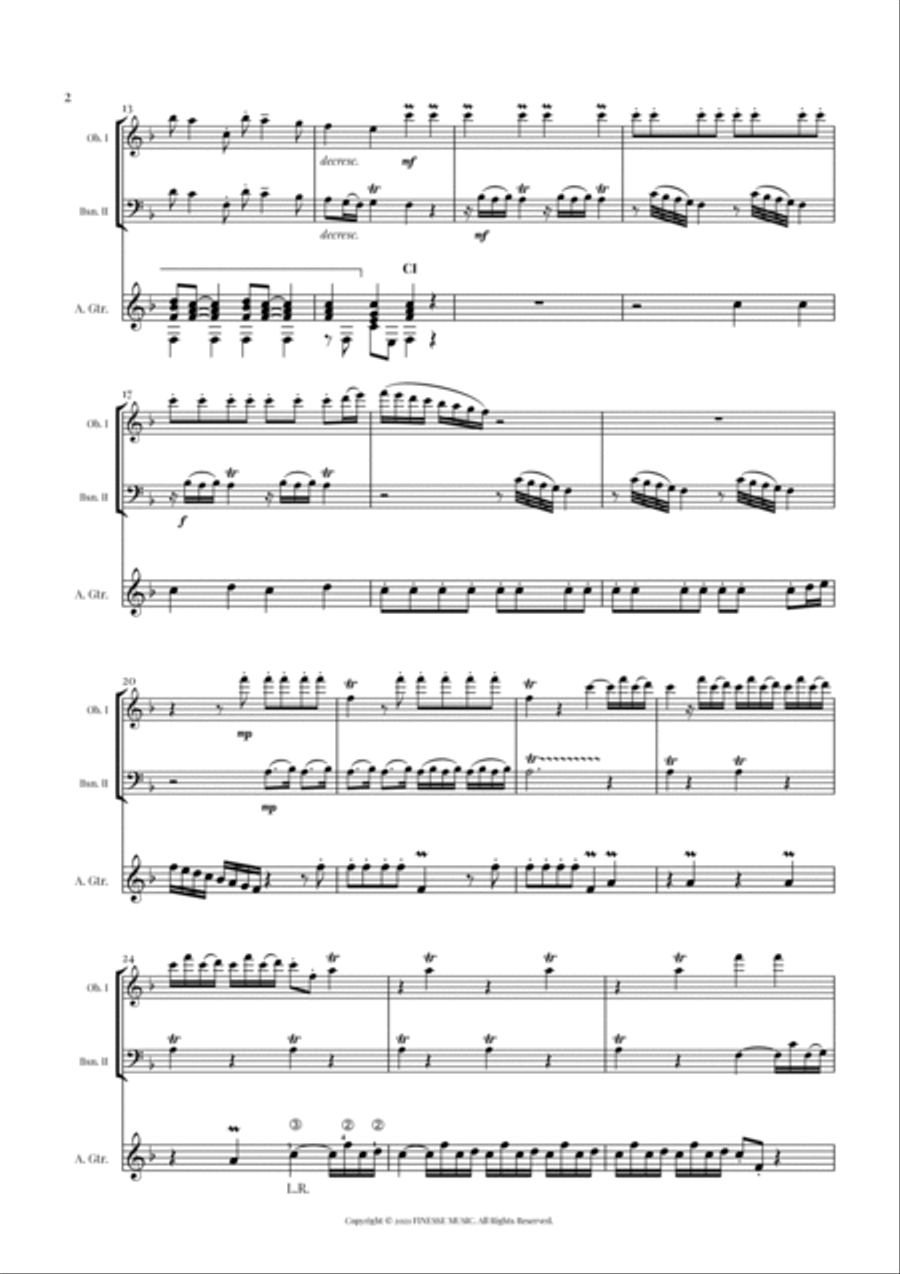 TRIO - Four Seasons Spring (Allegro) for OBOE, BASSOON and ACOUSTIC GUITAR - F Major Small Ensemble scores gallery preview page 4