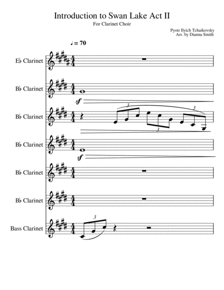 Swan Lake: Introduction to Act II for Clarinet Choir image number null