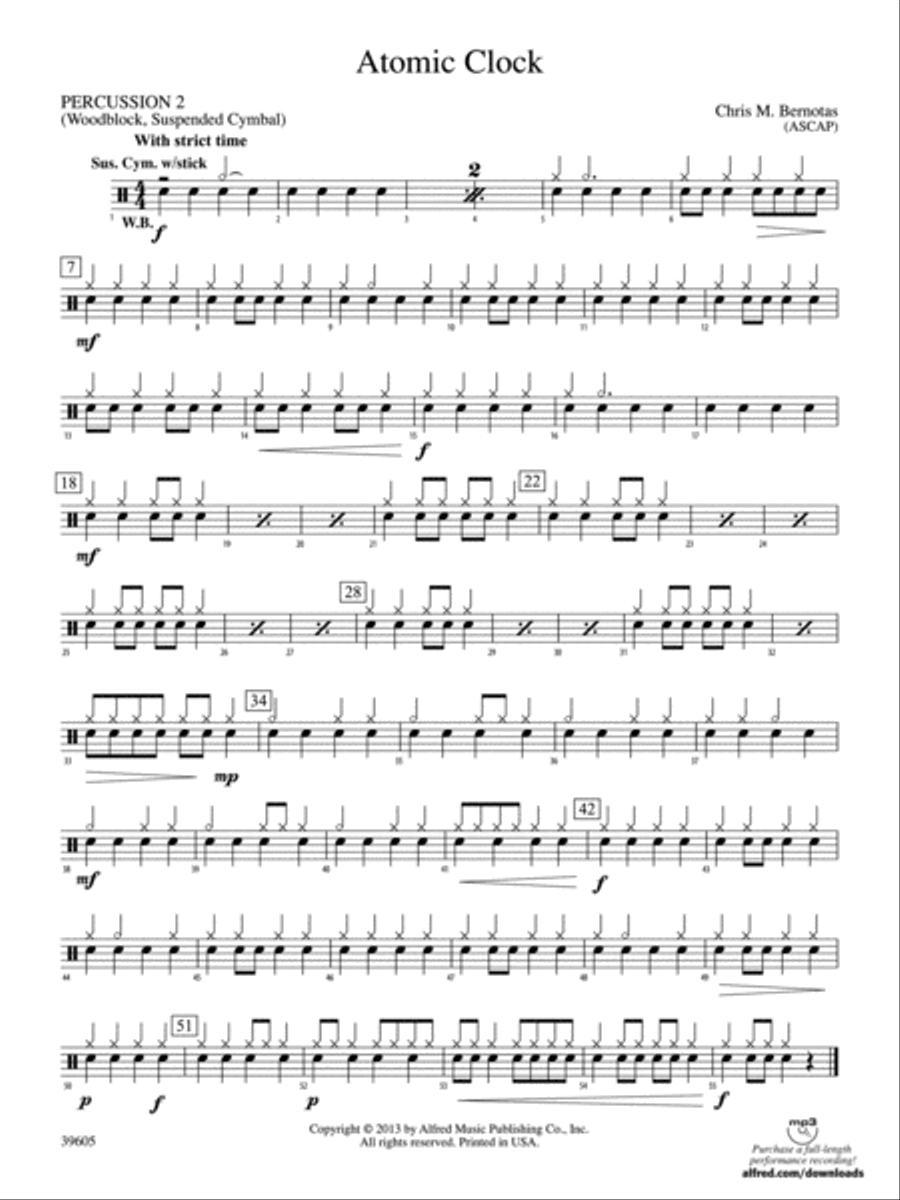 Atomic Clock: 2nd Percussion Concert Band scores gallery preview page 1