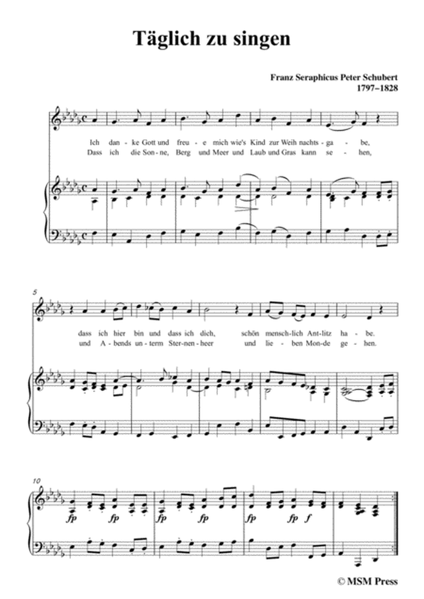 Schubert-Täglich zu singen,in D flat Major,for Voice&Piano image number null