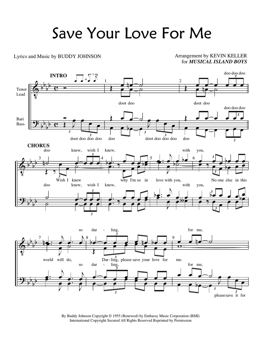 Save Your Love For Me Save Your Love For Me TTBB scores gallery preview page 1