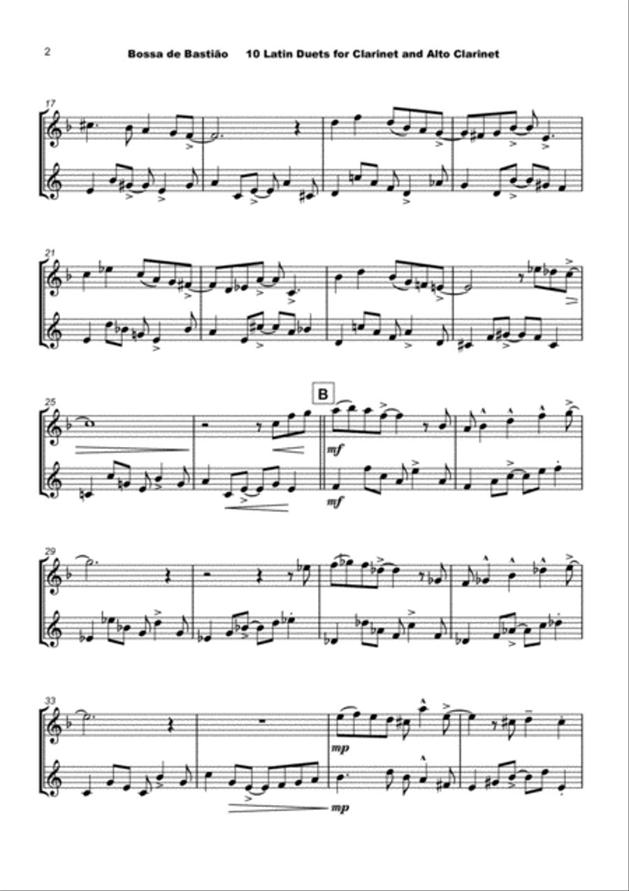 10 Latin Duets, for Clarinet and Alto Clarinet Woodwind Duet scores gallery preview page 4