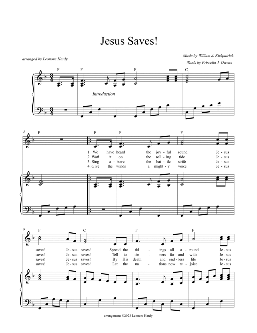 Jesus Saves! (We Have Heard the Joyful Sound) Piano, Vocal, Guitar scores gallery preview page 1