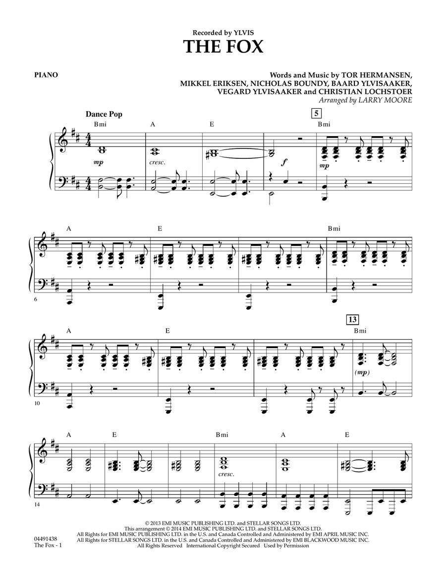 The Fox (What Does the Fox Say?) (arr. Larry Moore) - Piano Orchestra scores gallery preview page 1