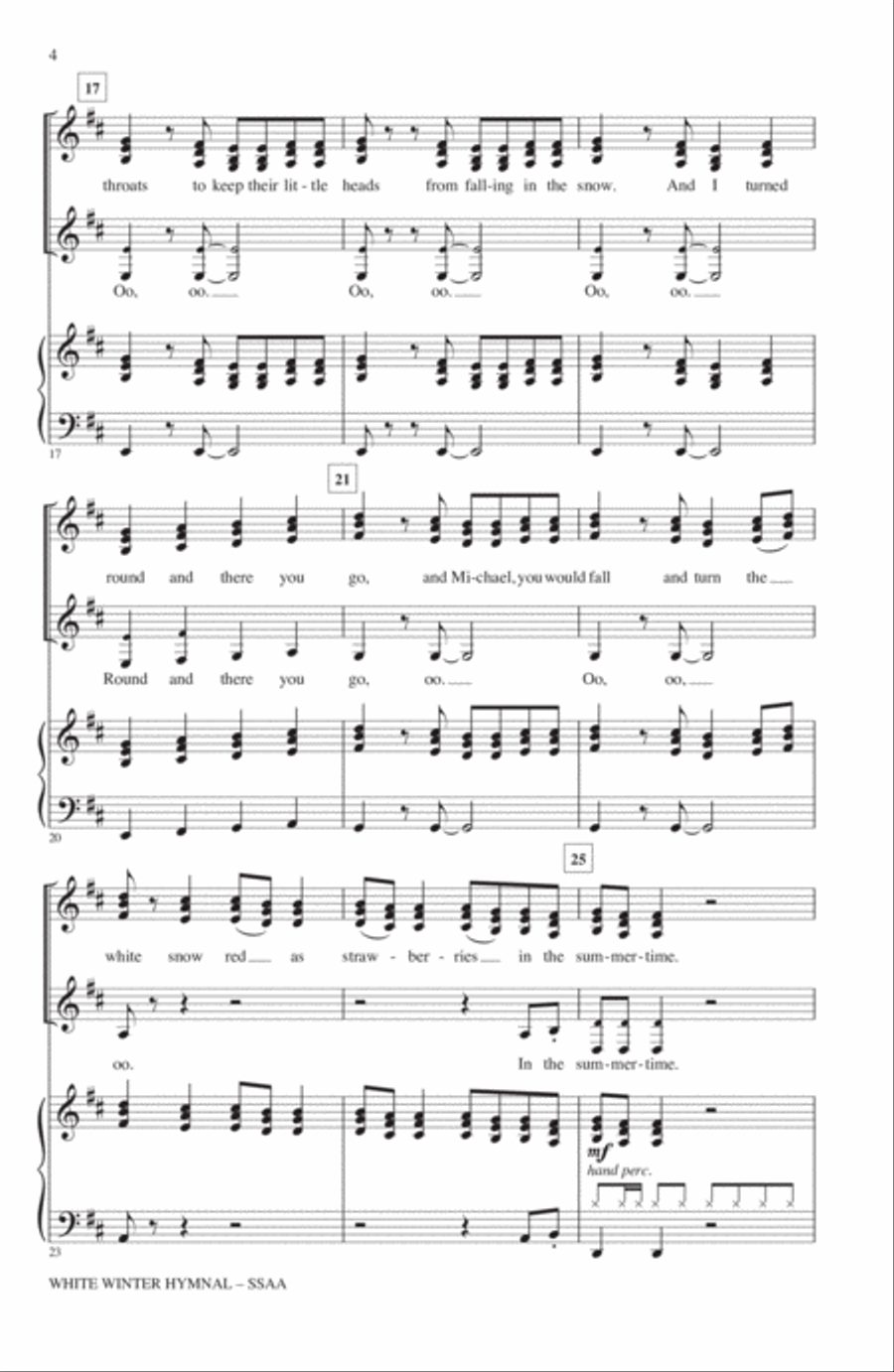 White Winter Hymnal (arr. Alan Billingsley) SSAA scores gallery preview page 3