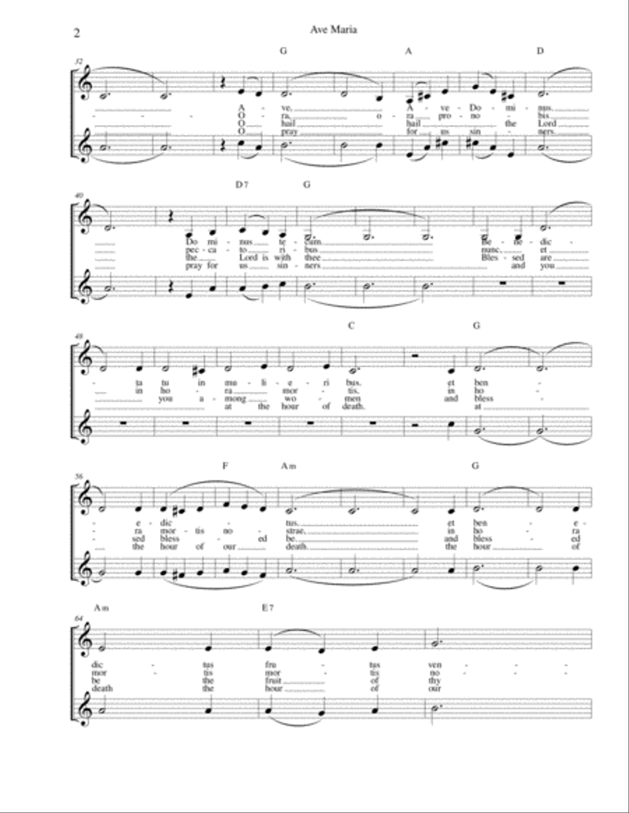 Ave Maria - Latin and English lyrics included for duet A cappella A Cappella scores gallery preview page 2