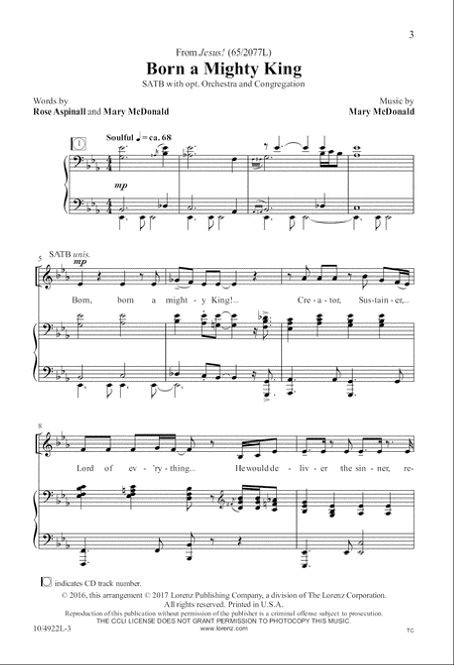 Born a Mighty King Born a Mighty King 4-Part scores gallery preview page 3