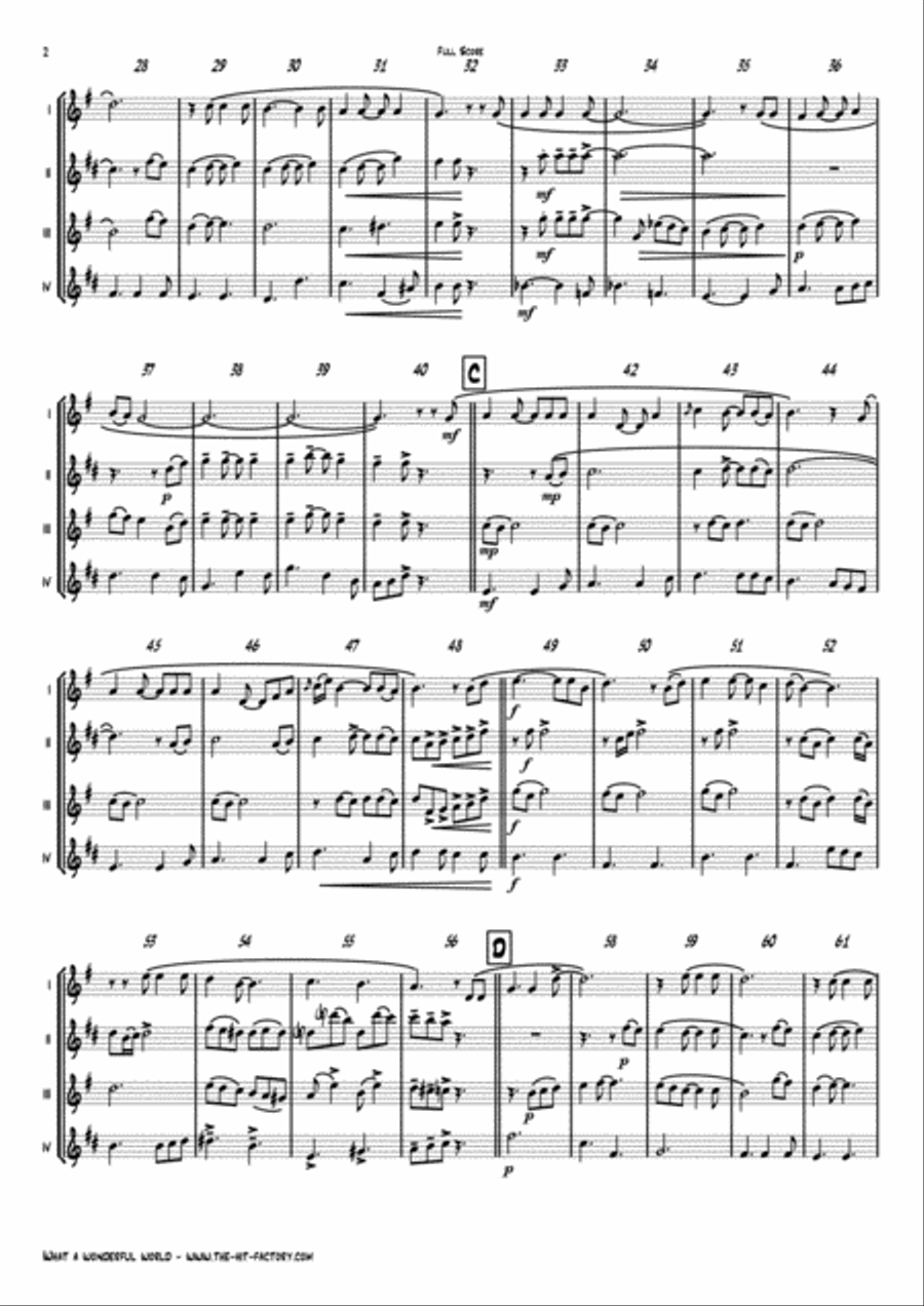 What A Wonderful World Saxophone Quartet scores gallery preview page 2