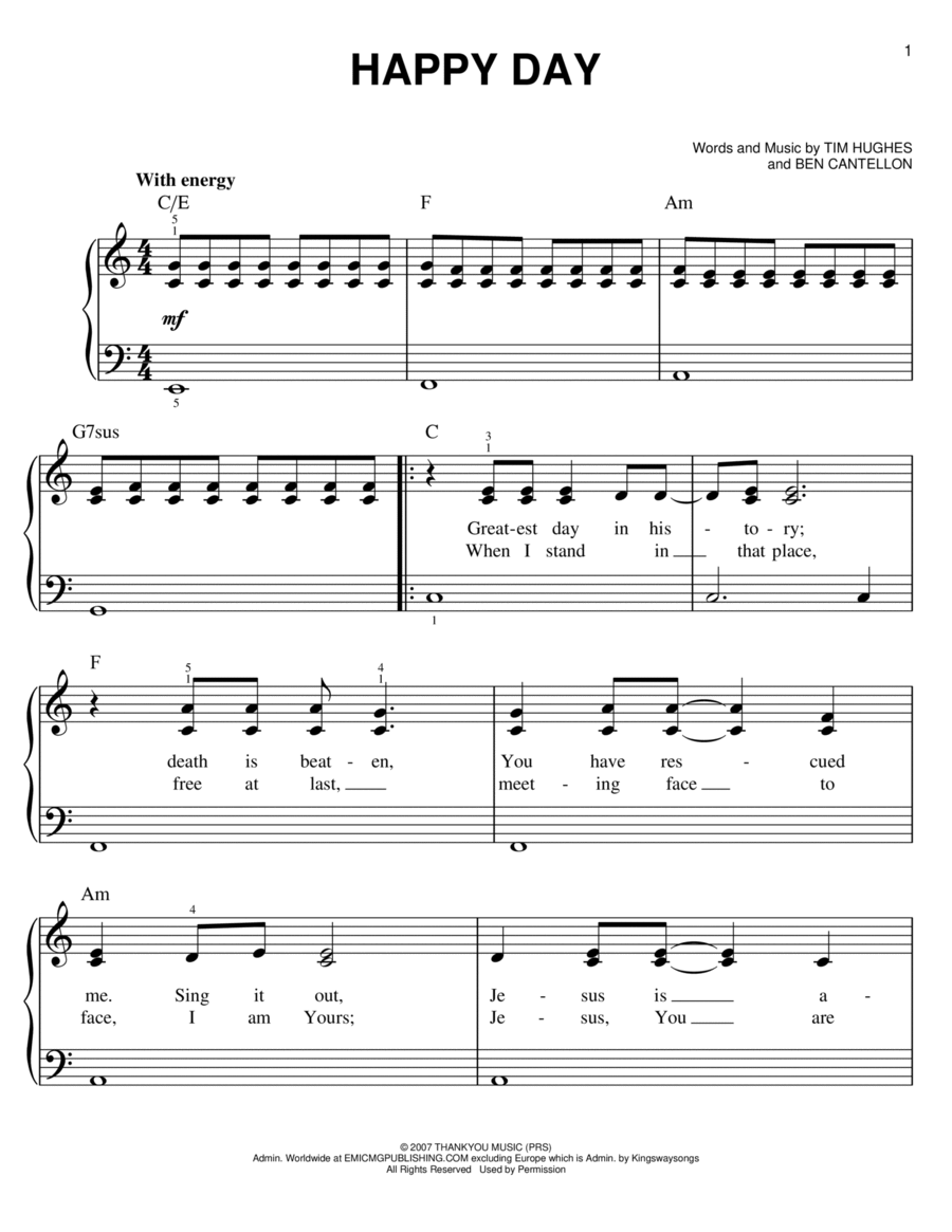 Happy Day Happy Day Easy Piano scores gallery preview page 1