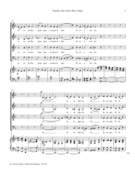 Ave Verum Corpus (Full Score & Parts and SATB/Organ score) image number null