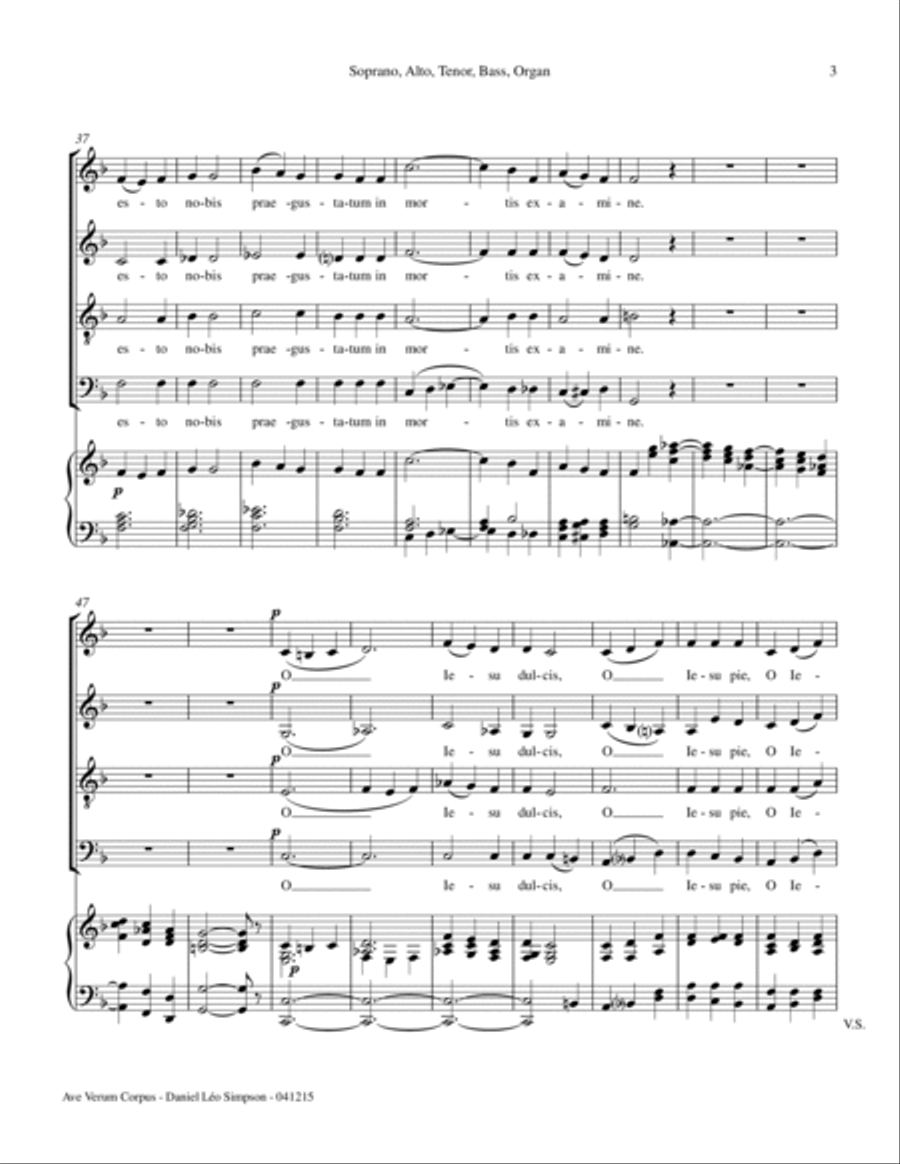 Ave Verum Corpus (Full Score & Parts and SATB/Organ score) image number null