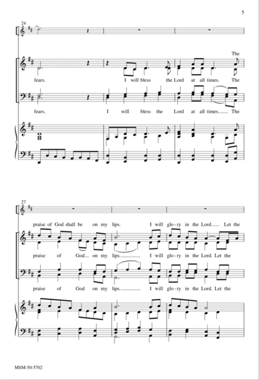 I Will Bless the Lord at All Times (Choral Score) image number null