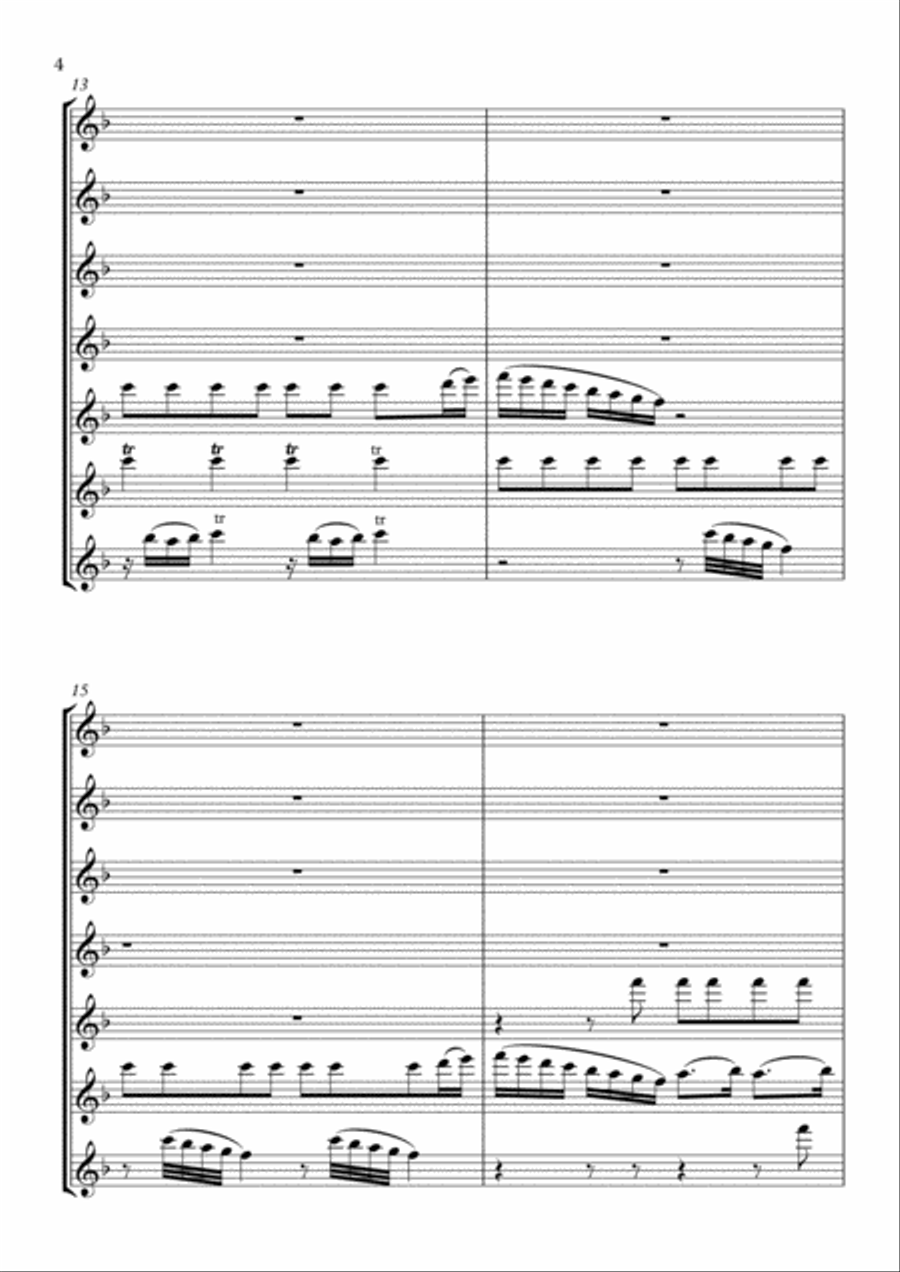 SPRING from THE SEASONS for 7 flutes - VIVALDI Woodwind Ensemble scores gallery preview page 4