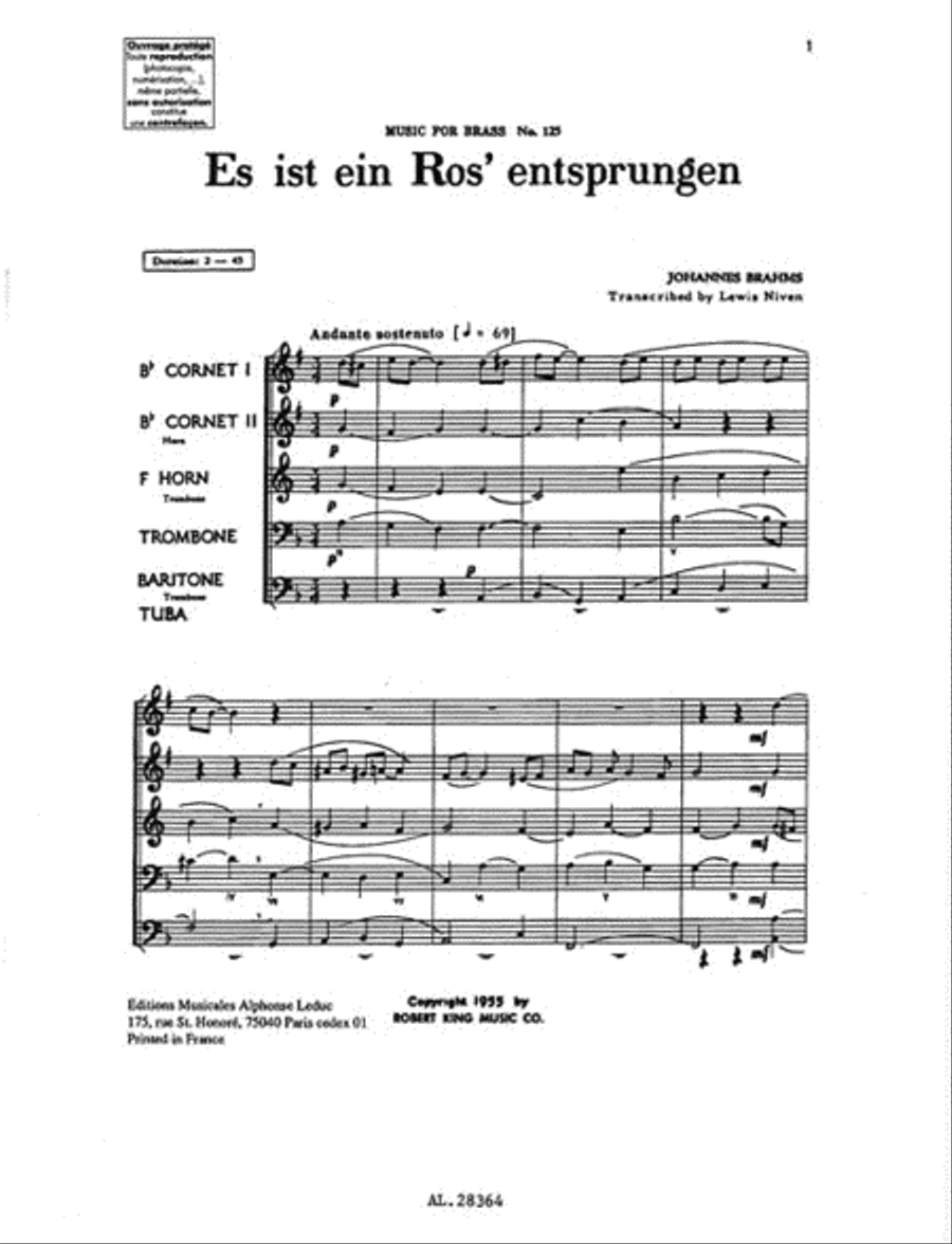 Es Ist Ein Ros' Entsprungen Brass Ensemble scores gallery preview page 2