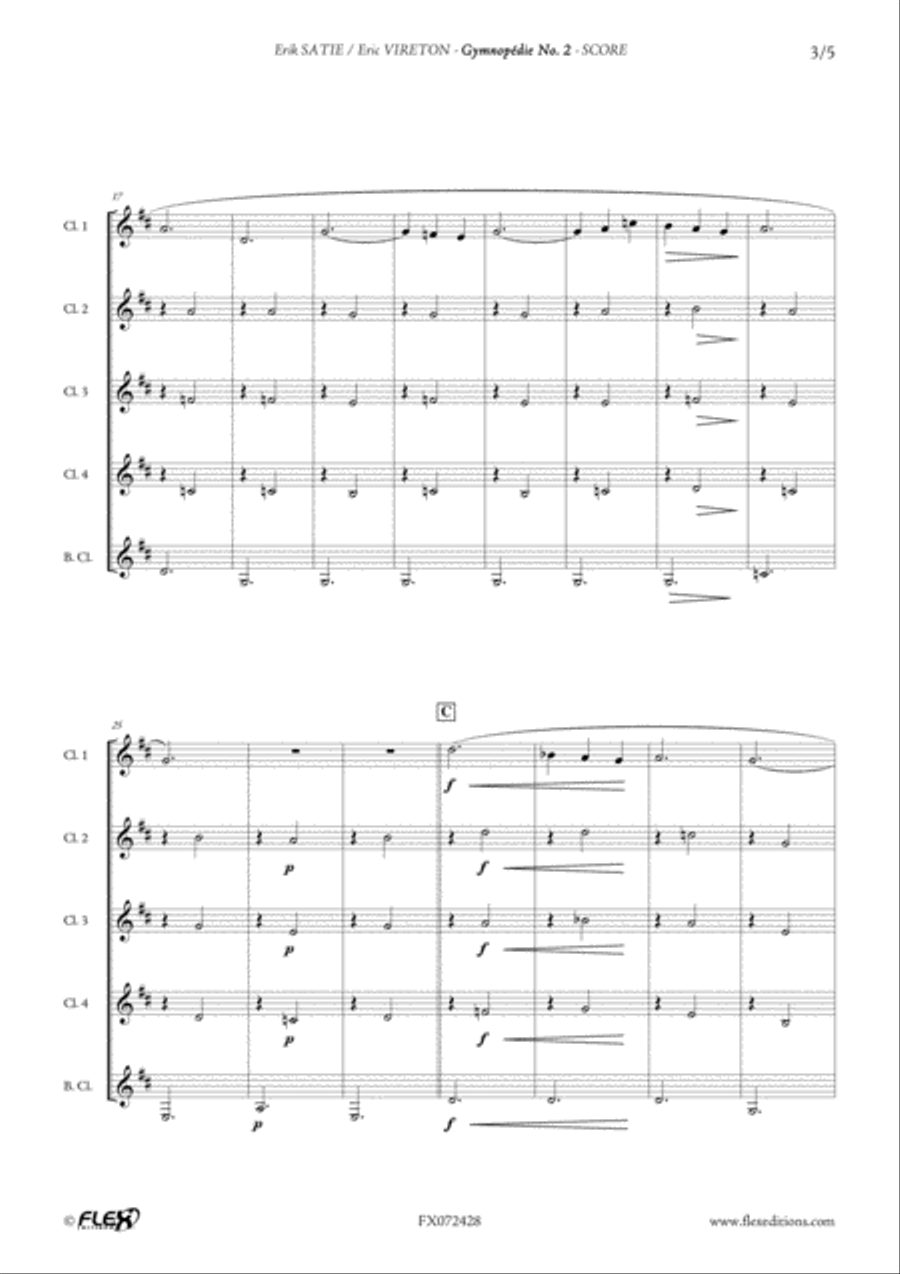 Gymnopedie No. 2 Clarinet Quintet scores gallery preview page 3