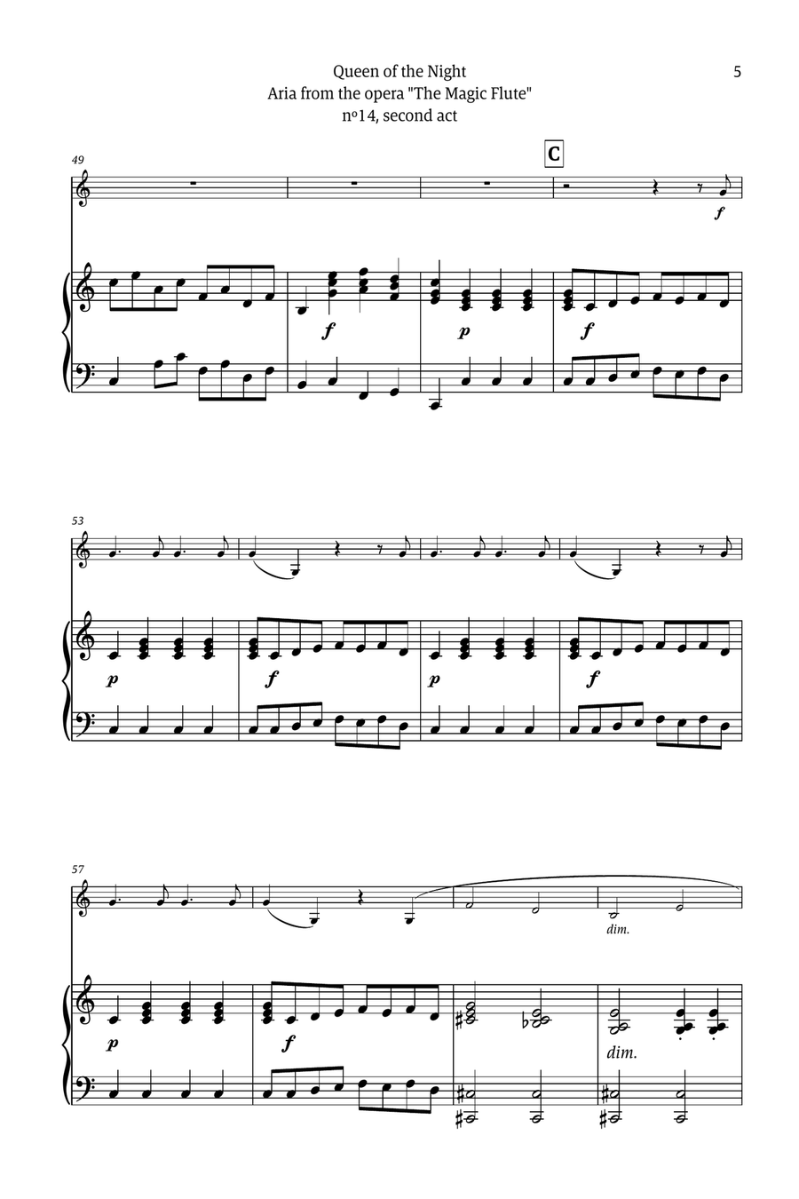Queen of the Night - for solo french horn (with piano) Chamber Music scores gallery preview page 5
