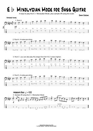 Eb Mixolydian Mode for Bass Guitar (4 Ways to Play)
