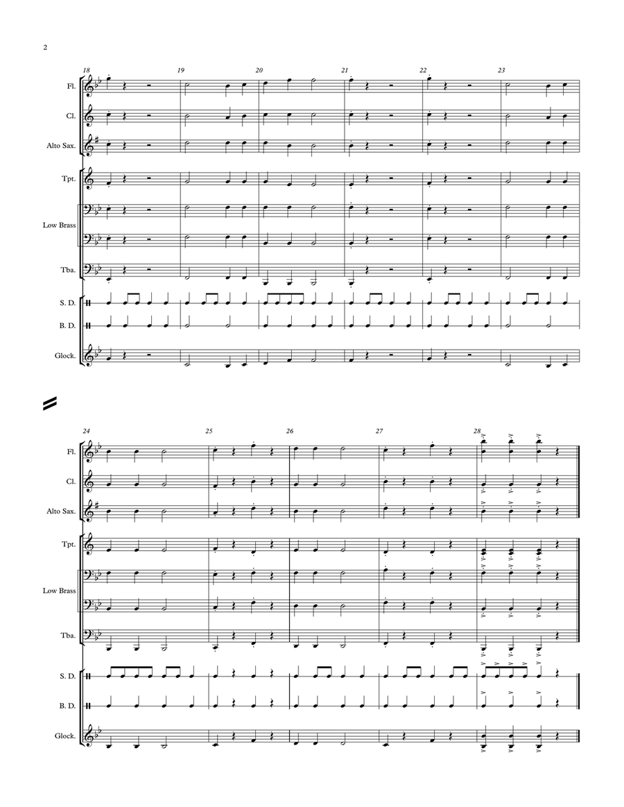 Four Step March (for Grade 1/2 Concert band) Concert Band scores gallery preview page 2