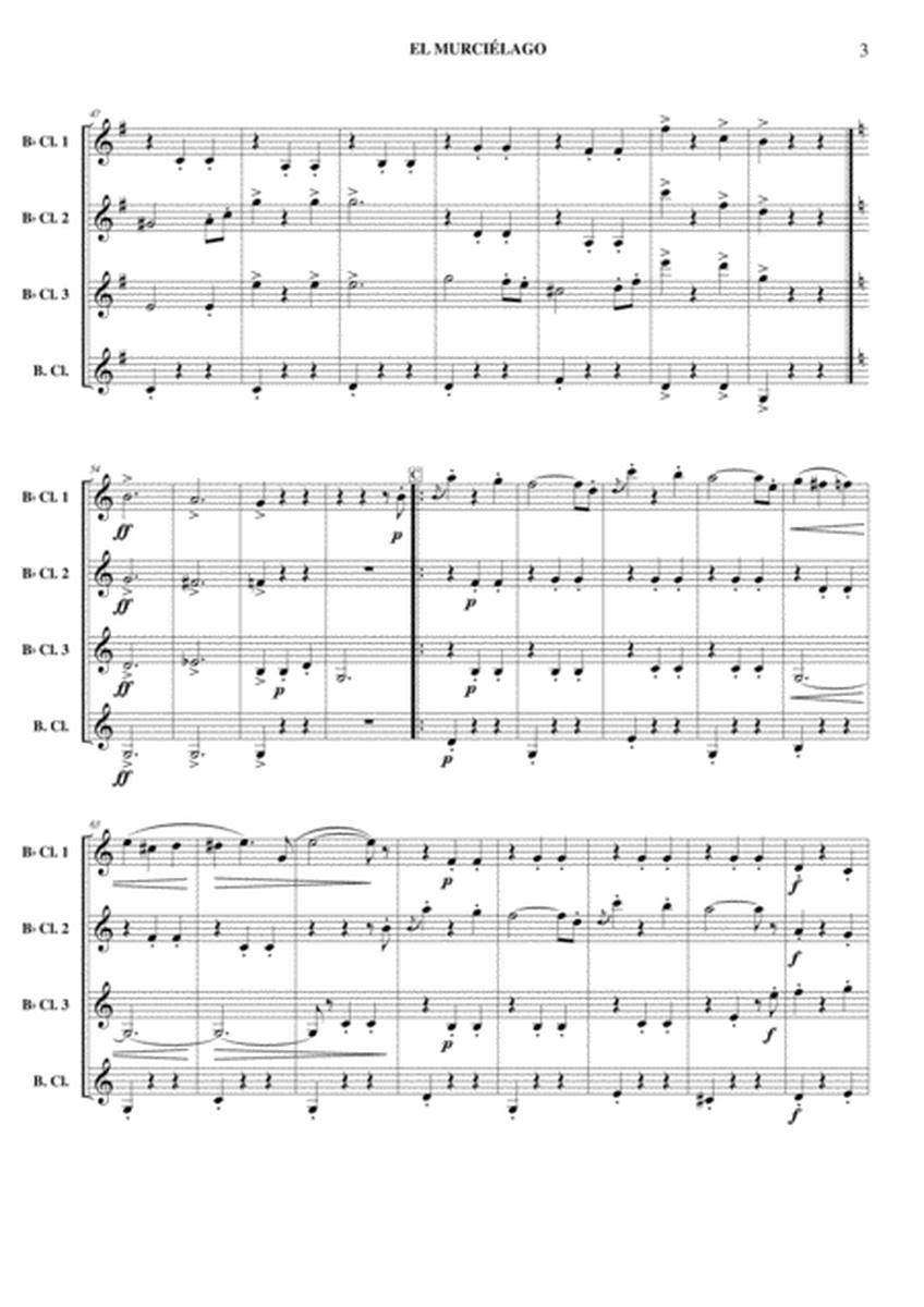 El Murciélago - Clarinet Quartet image number null