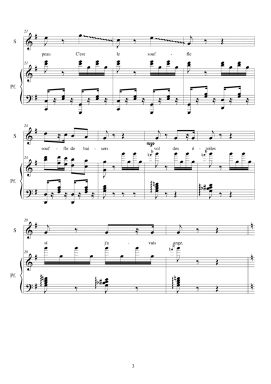 Quatre Chansons lyriques pour Soprano et piano Voice scores gallery preview page 3