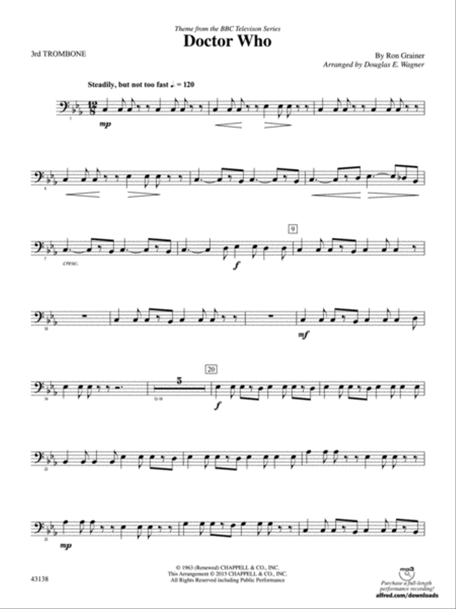 Doctor Who: 3rd Trombone Concert Band scores gallery preview page 1