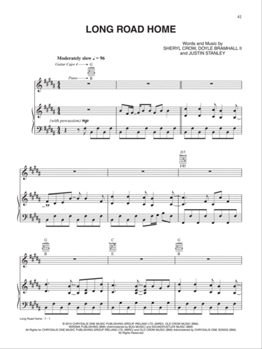 Long Road Home Long Road Home Piano, Vocal, Guitar scores gallery preview page 1