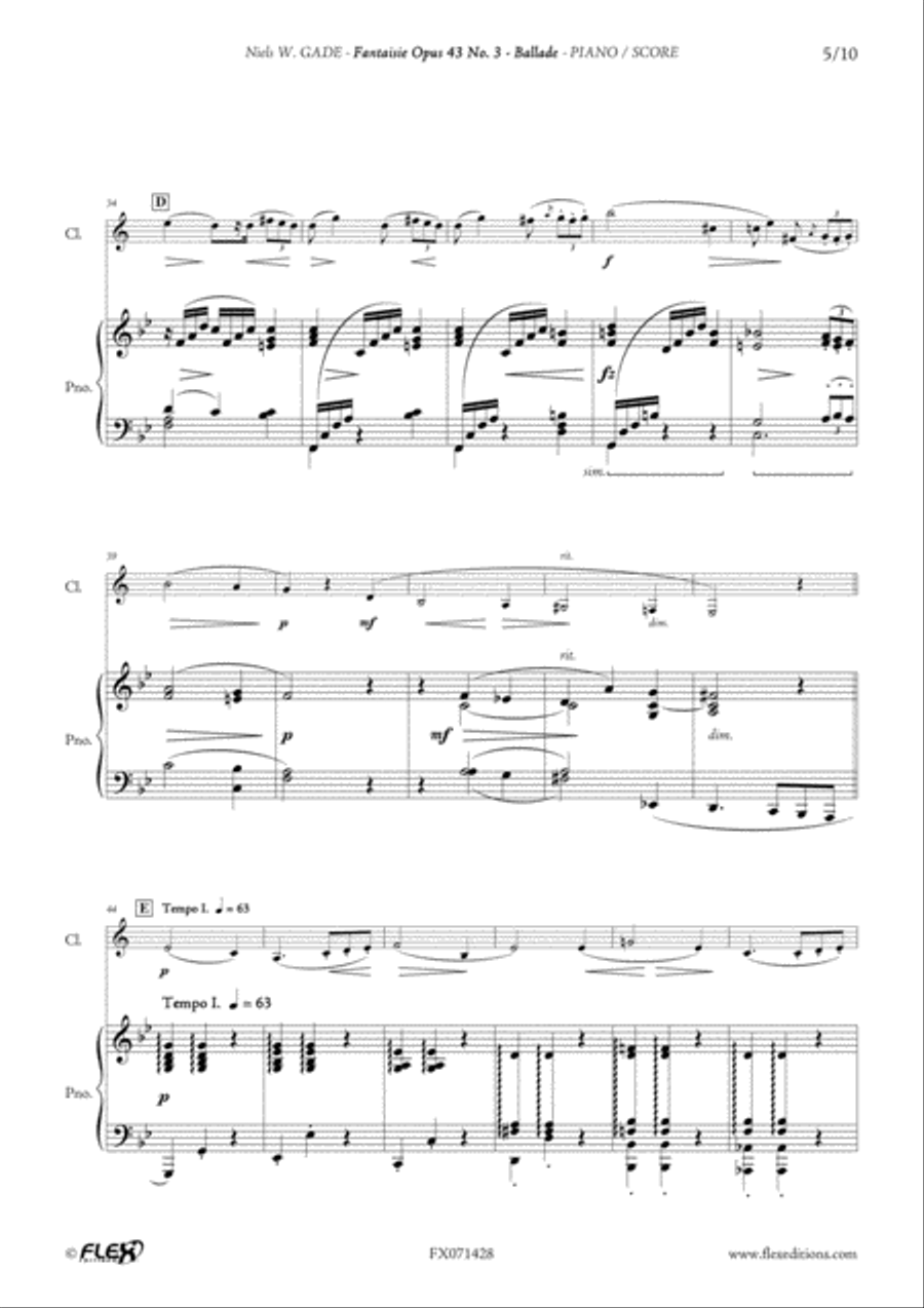 Fantaisie Opus 43 No. 3 B-Flat Clarinet scores gallery preview page 5