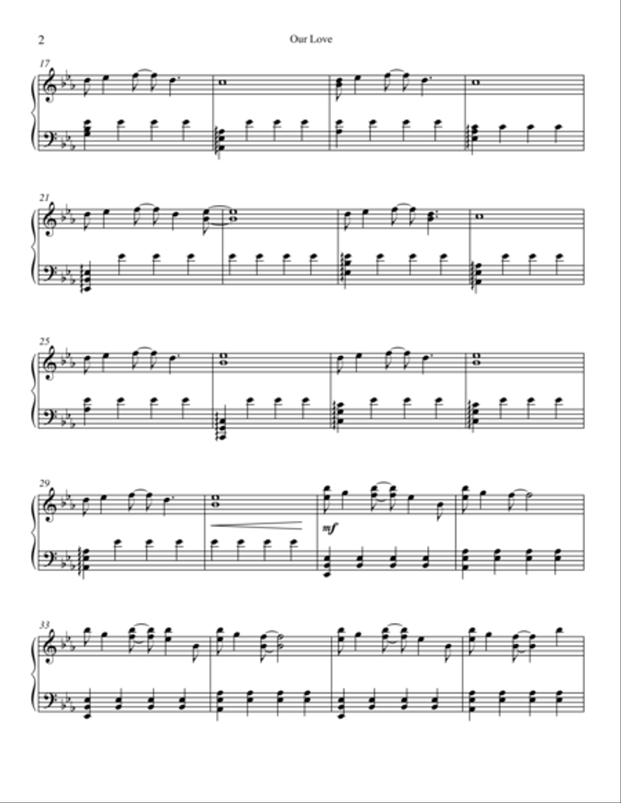 Our Love Piano Solo scores gallery preview page 2