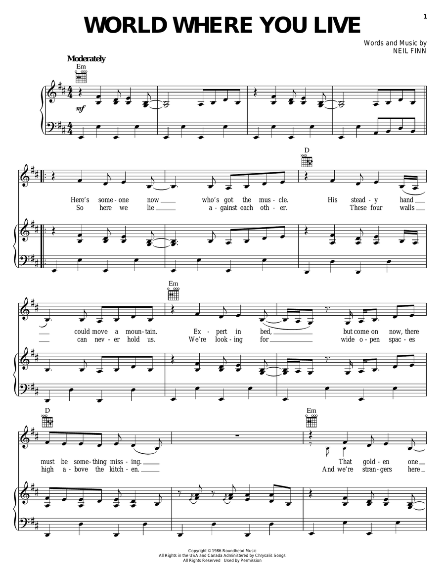 World Where You Live World Where You Live Piano, Vocal, Guitar scores gallery preview page 1
