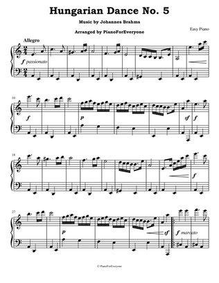 Hungarian Dance No. 5 - Brahms (Easy Piano)
