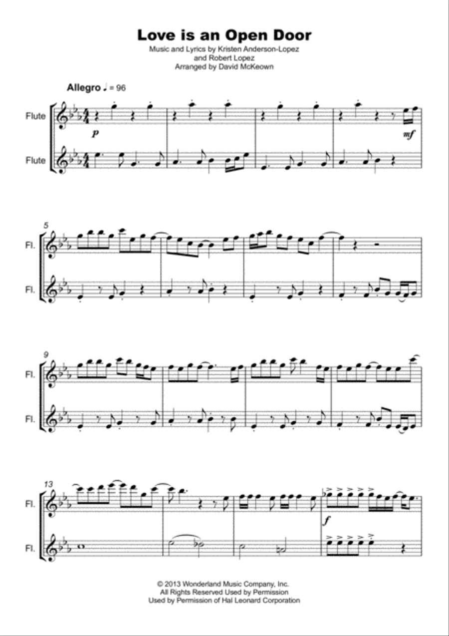Love Is An Open Door Flute Duet scores gallery preview page 2
